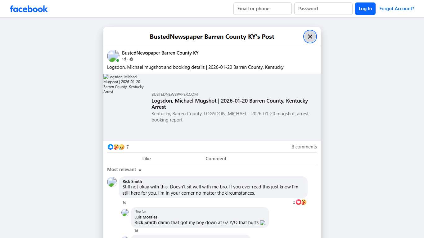 Logsdon, Michael... - BustedNewspaper Barren County KY Facebook